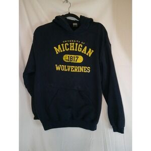 Distressed Vintage Univ of Michigan Wolverines Hoodie Sweatshirt Gildan  Mens M‎